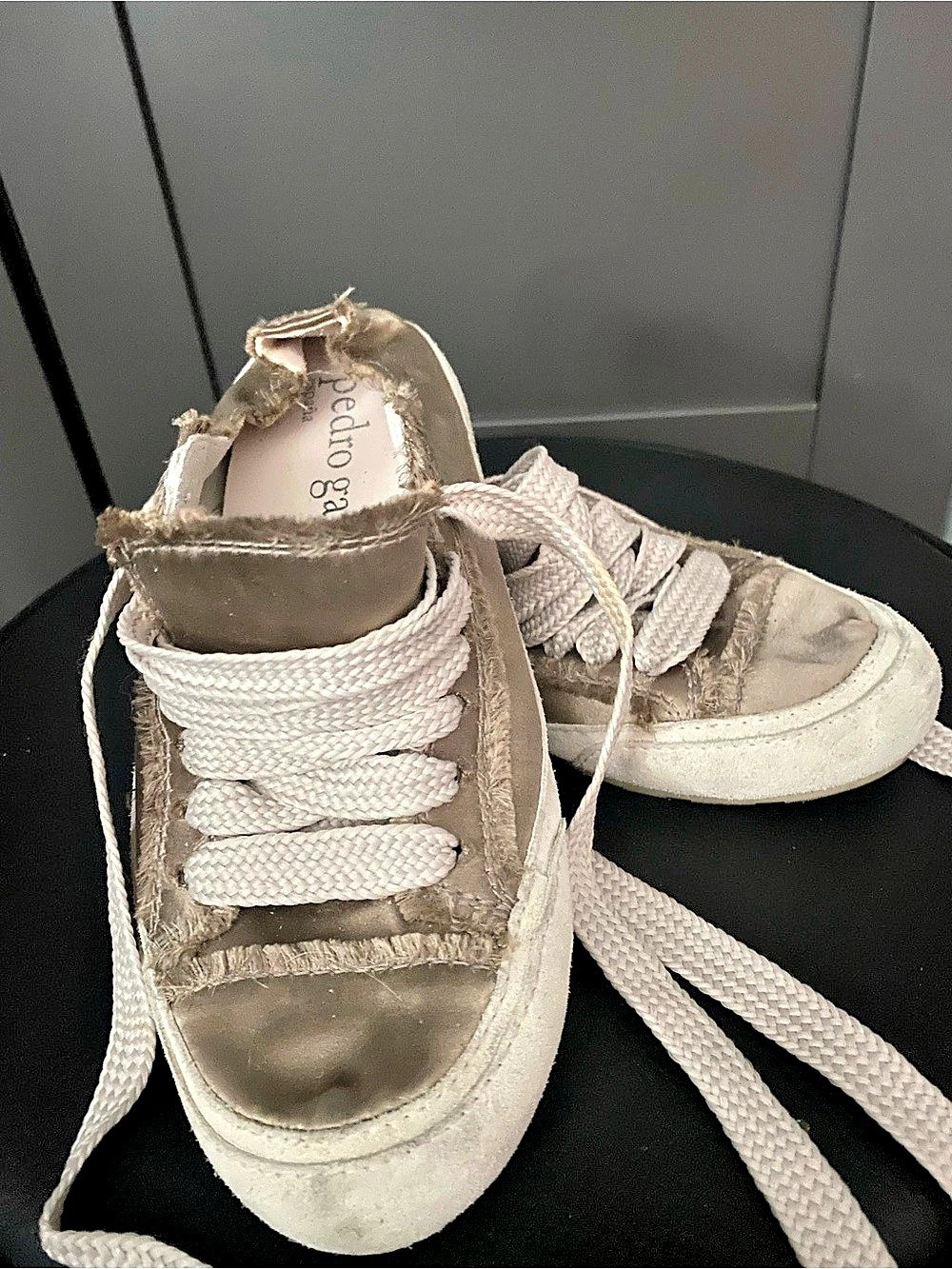 Pedro Garcia Parson Satin Sneaker Sneakers in White & Brown